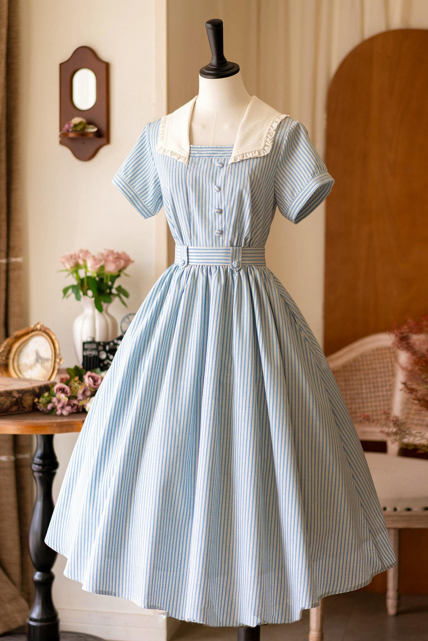 French Retro Linen Dress