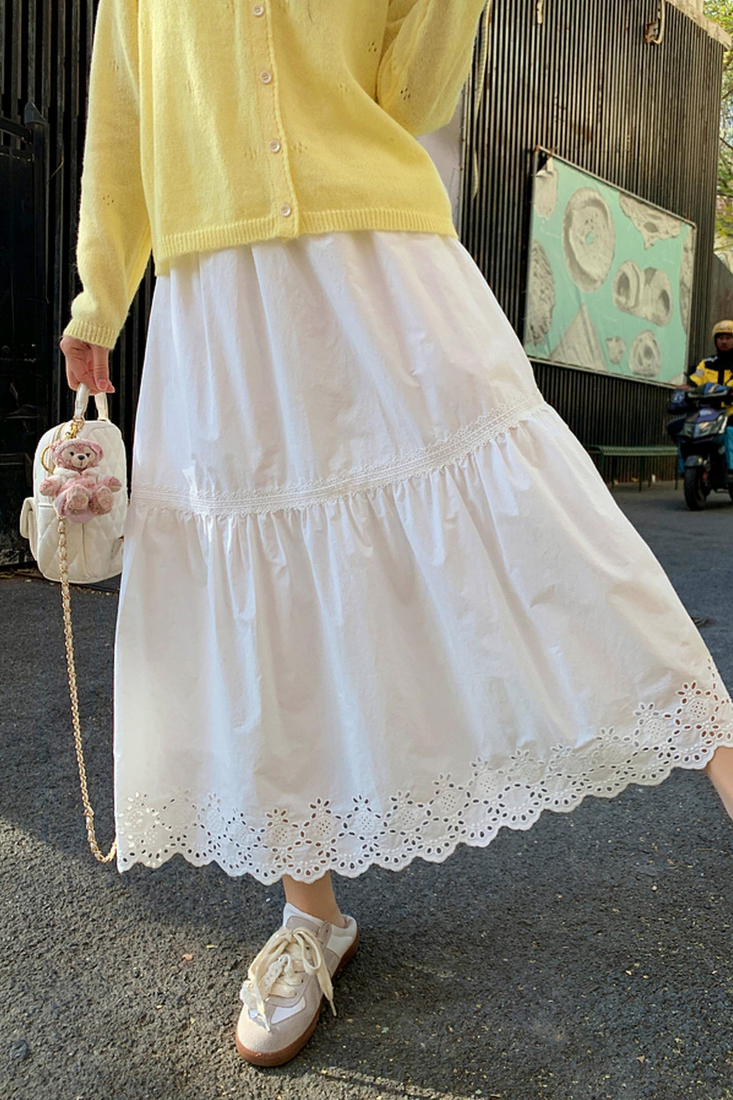 Hollow Lace High-Waisted Skirt