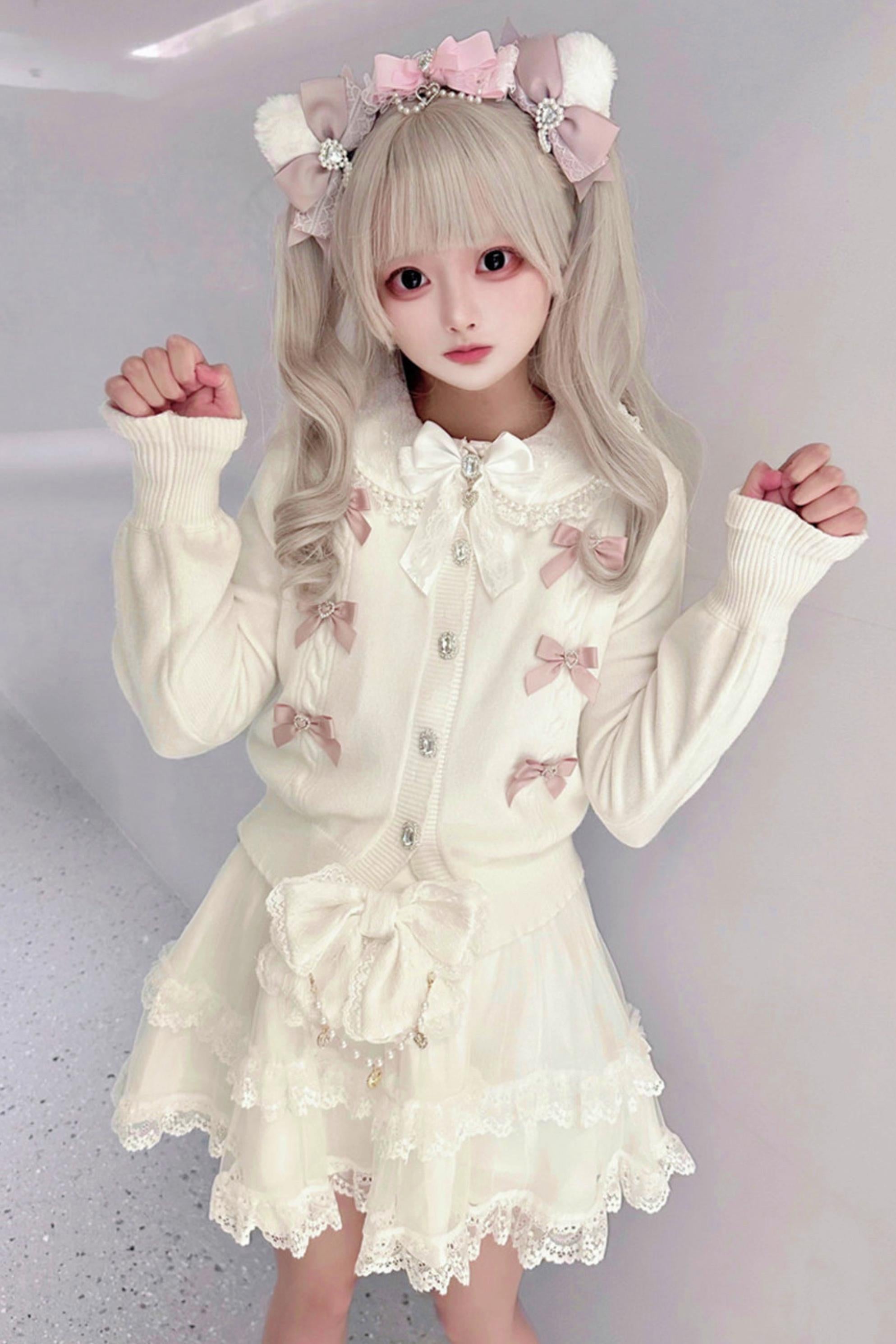 ジュエルリボン量産型ニットカーディガン – Belchic