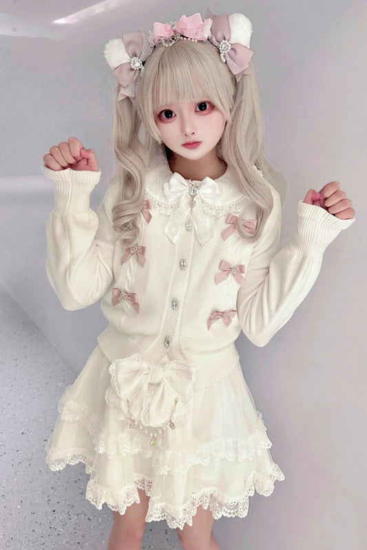 ジュエルリボン量産型ニットカーディガン