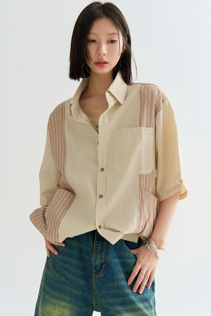 colorblock spliced shirt