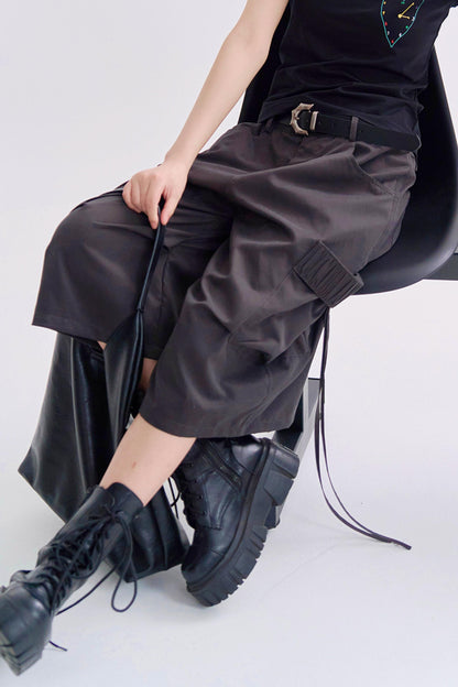 ルーズフィットクロップドカーゴトラウザーズパンツ