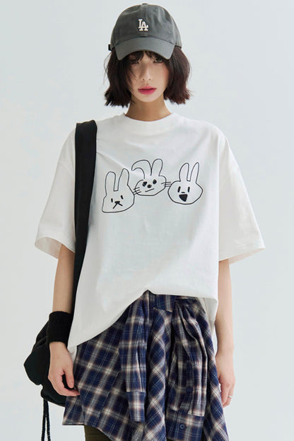 T-shirt doux à imprimé cordon