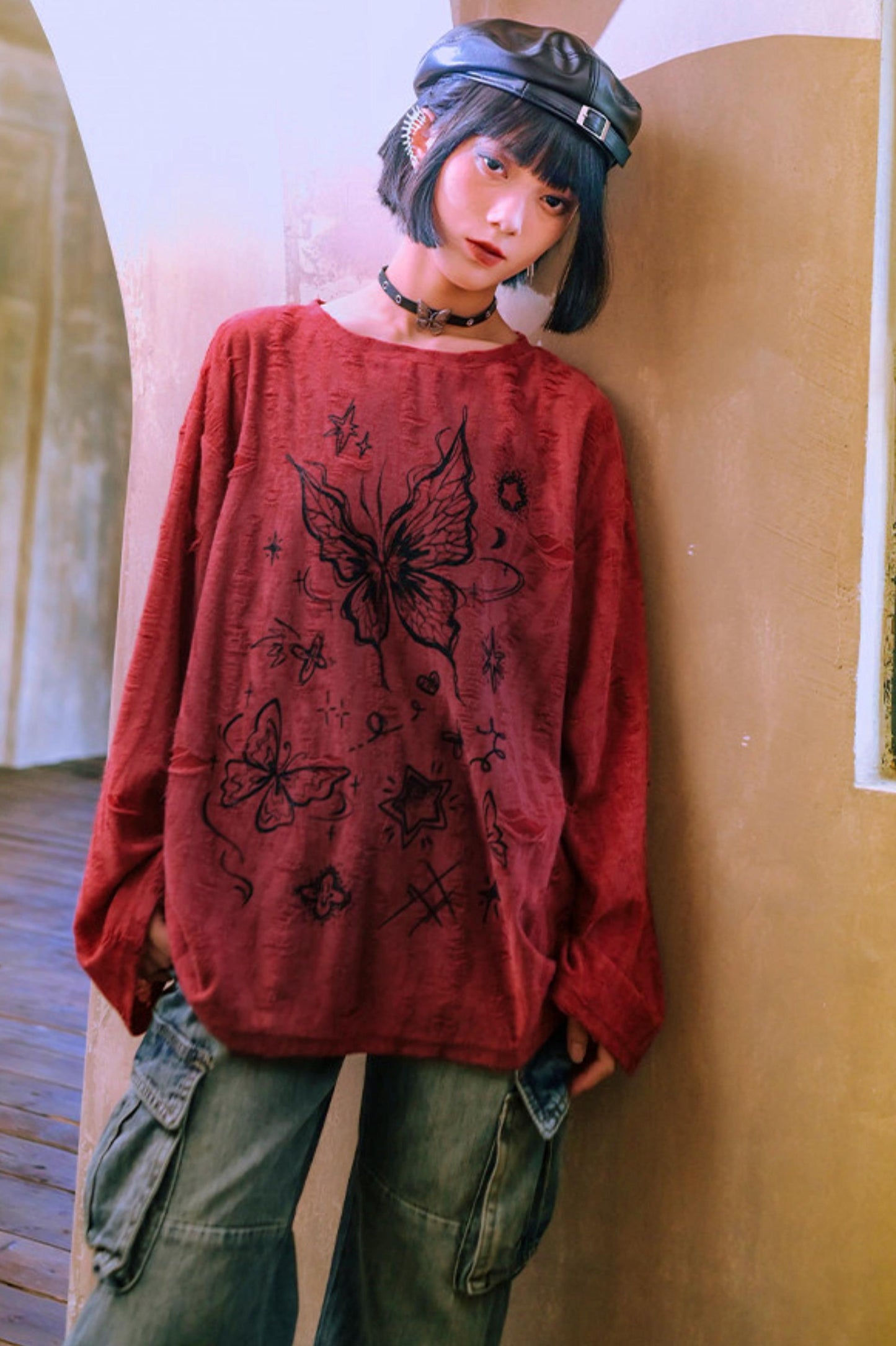 Butterfly Illusion Retro Top