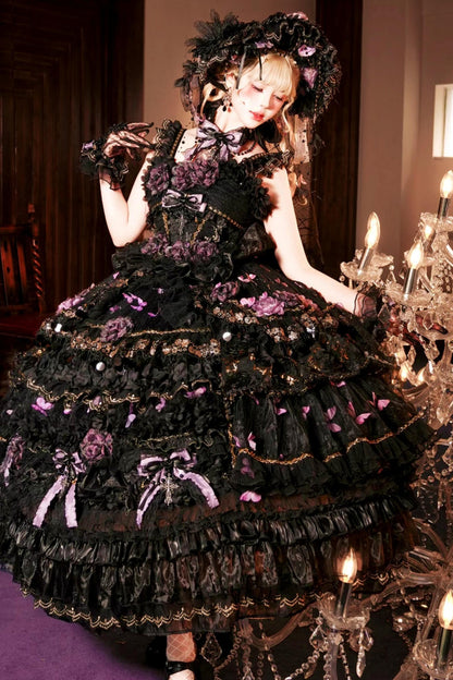 Abito lolita gotico da principessa con bara a farfalla
