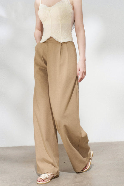 High Waisted Khaki Wide Leg Pants