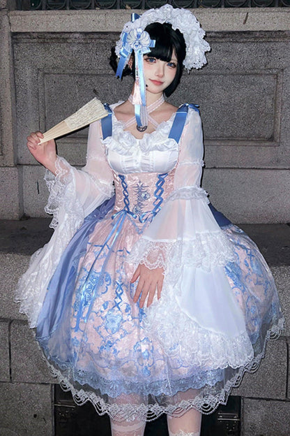 Blue and White Porcelain Lolita Dress