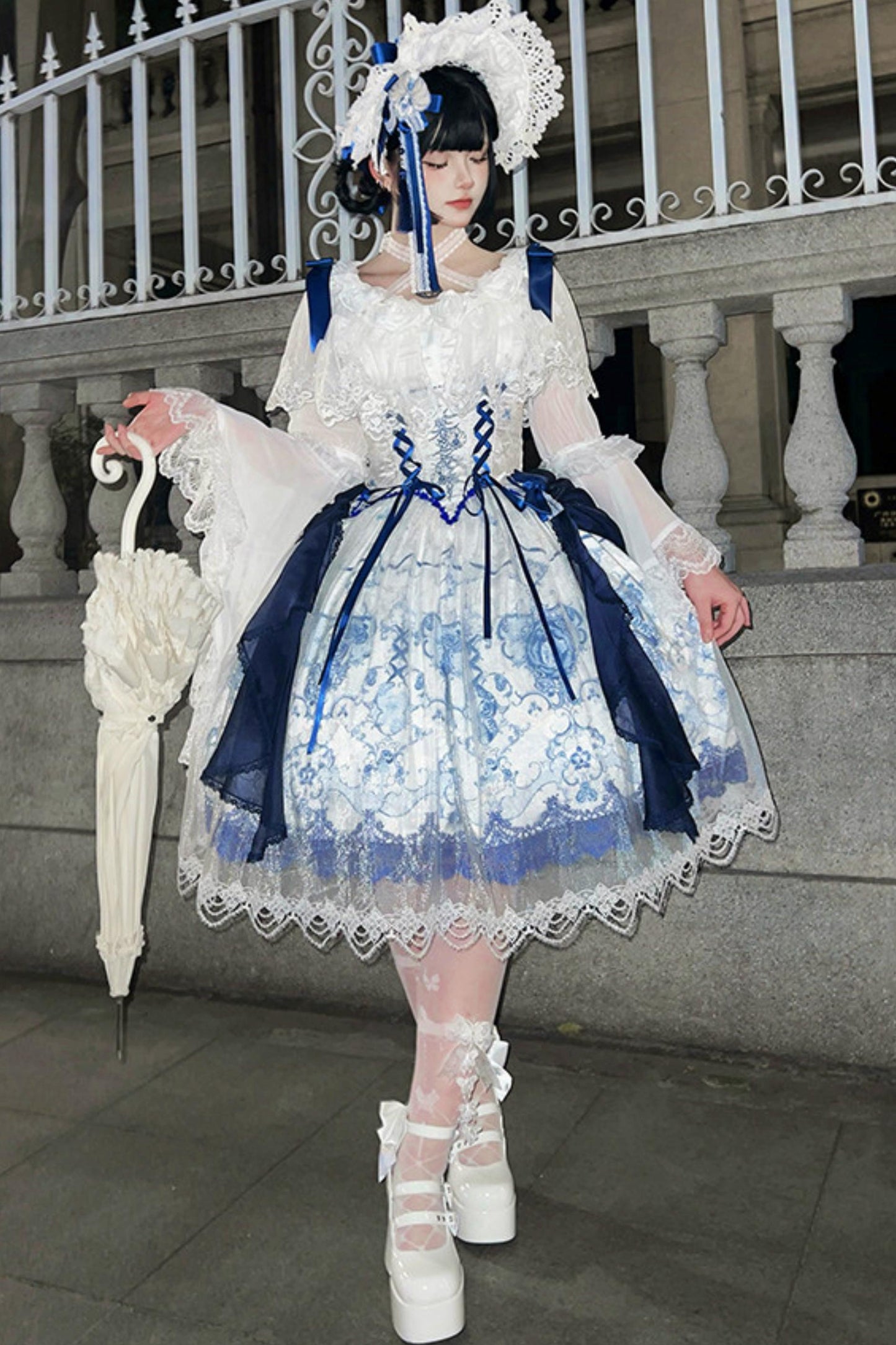 Blue and White Porcelain Lolita Dress