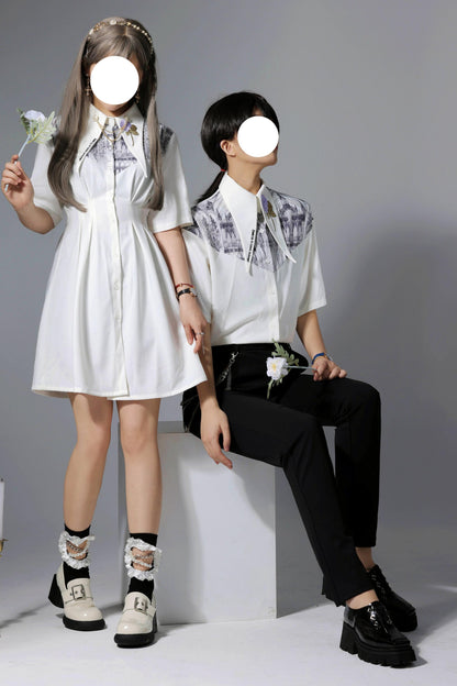 Gothic Arch Print Big Collar Design Shirt