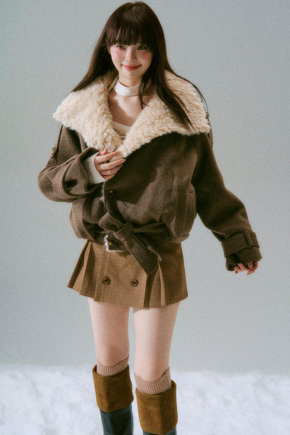 Retro Low Waist Pleated Skirt