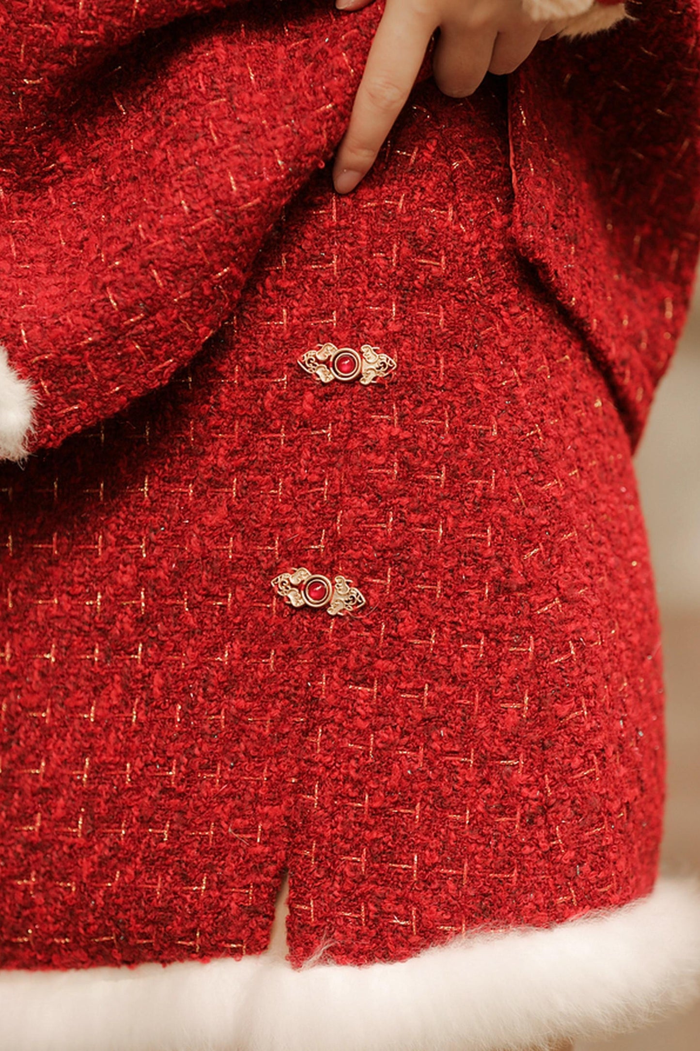 Chinese Red A-Line Skirt