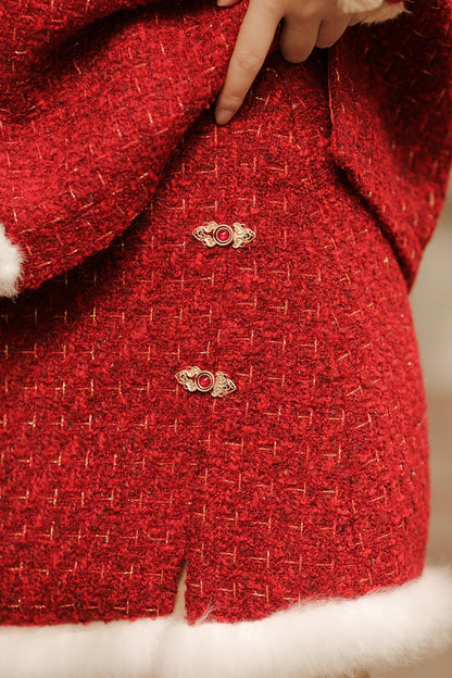 Chinese Red A-Line Skirt