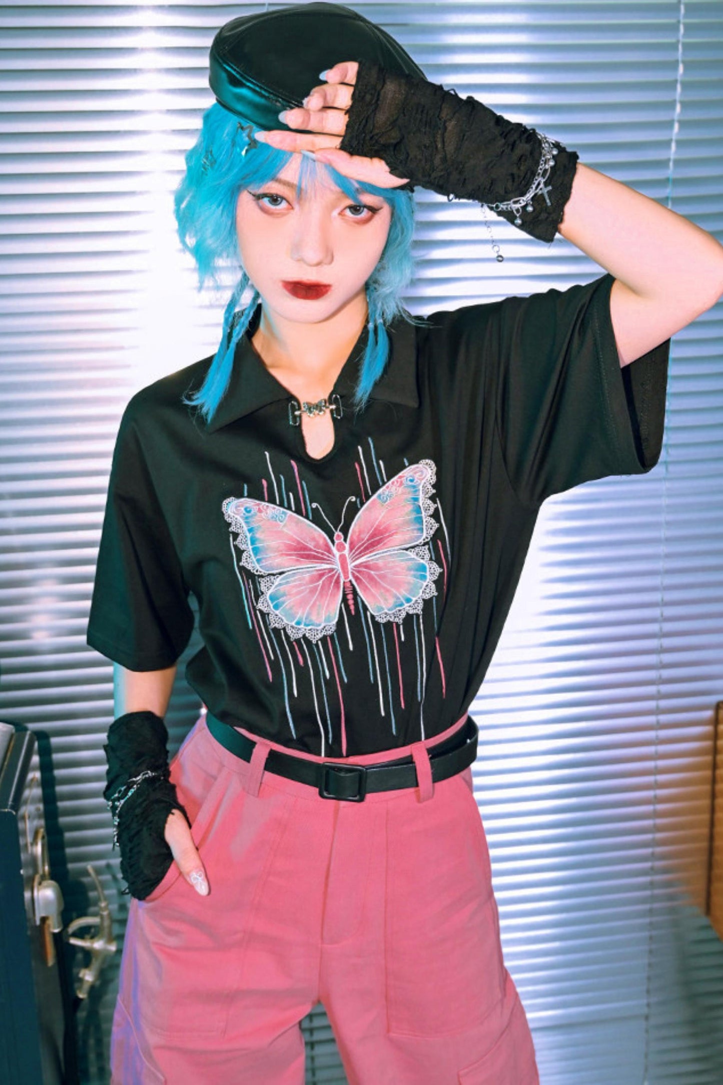 Cyber Butterfly Embroidered Top