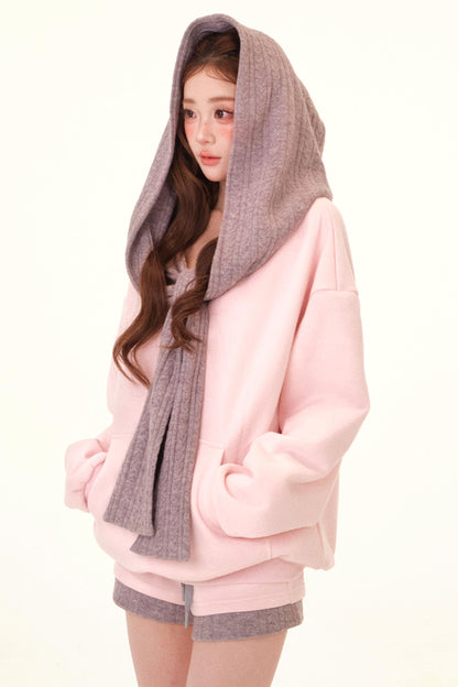 Color Block Hooded Fleece Jacket Set