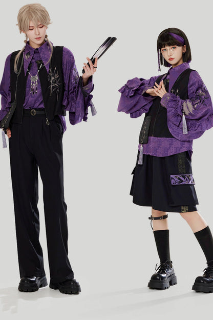ミステリアスチャイナブラウス+パンツ
