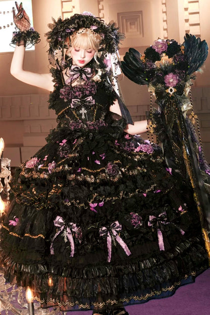 Abito lolita gotico da principessa con bara a farfalla
