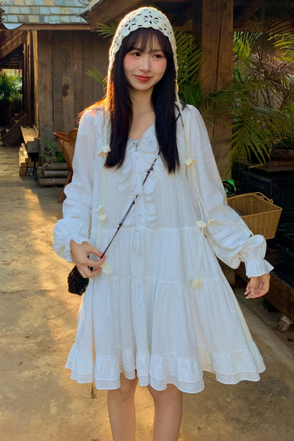 Kleid mit reinen Spitzenärmeln