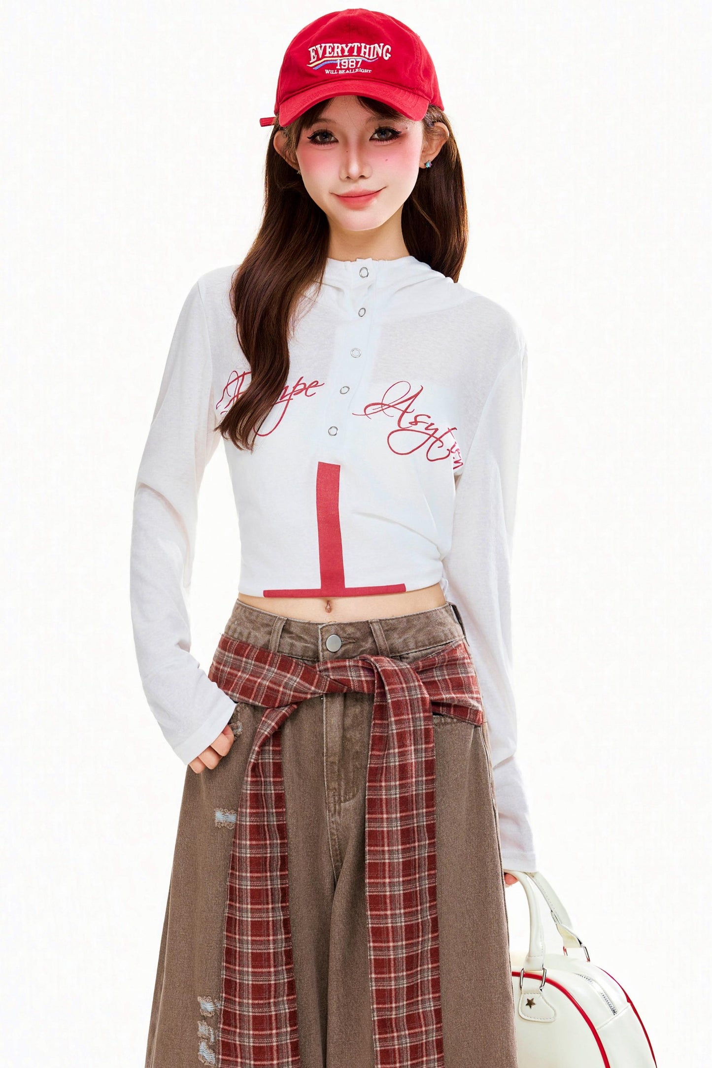 Letter Cross Hooded Top