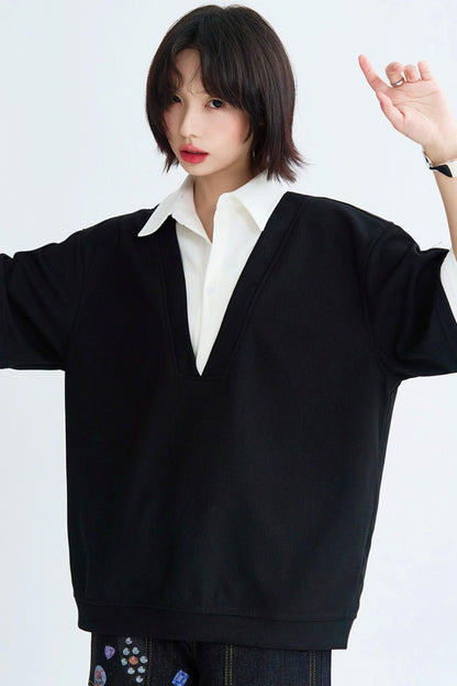 Relaxed Fit Shirt Collar Tee Shirt