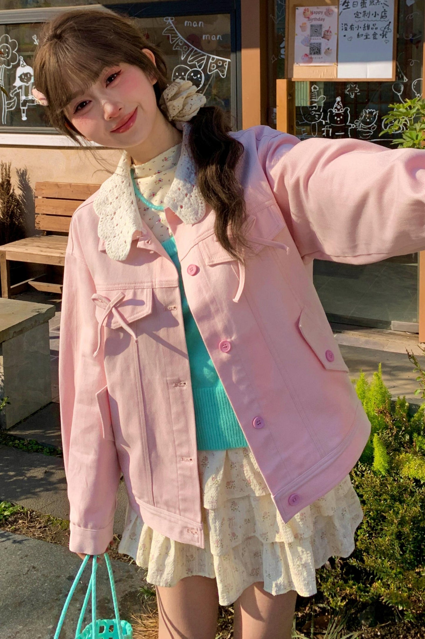 ピンクデニムジャケット