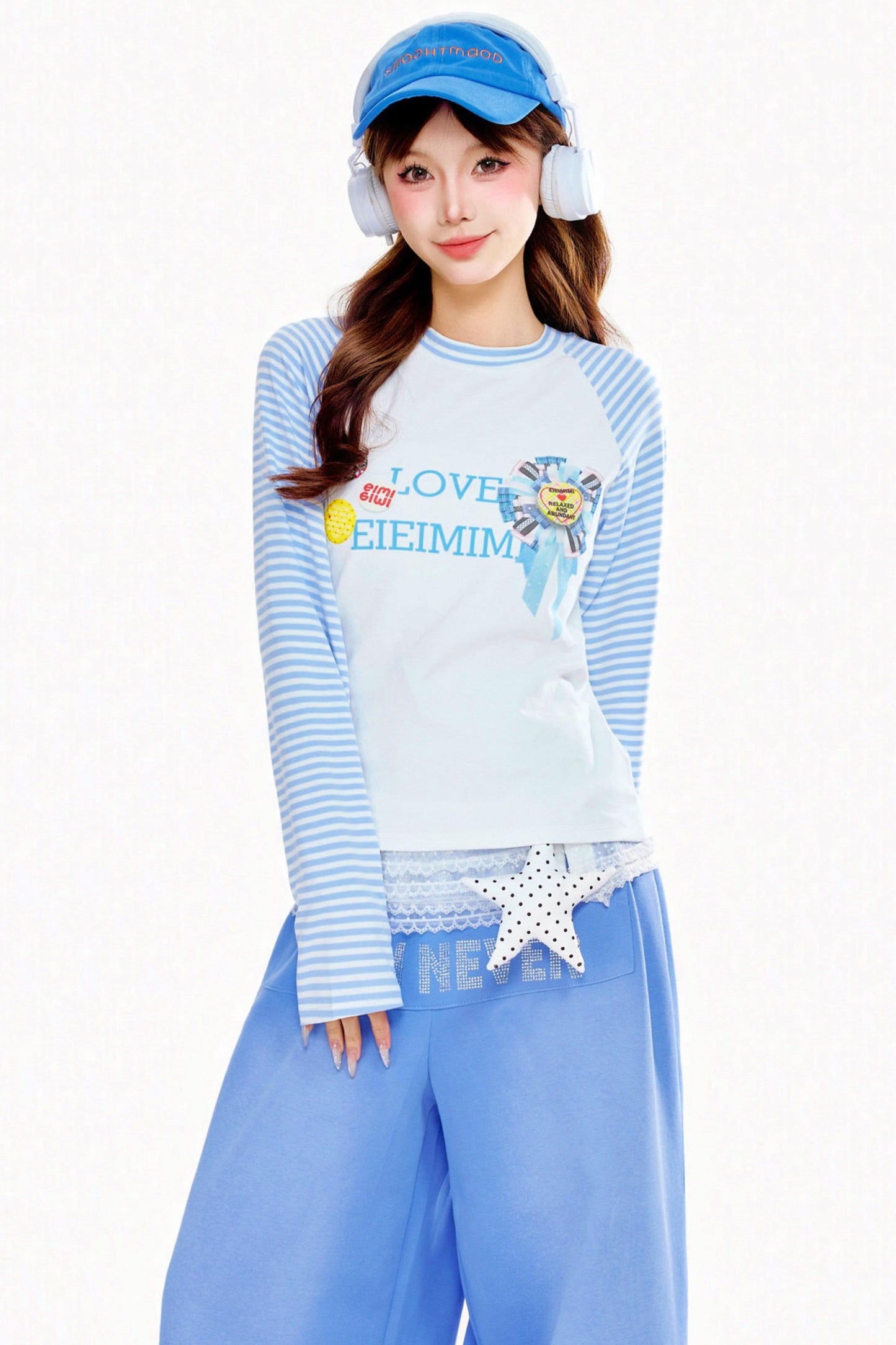 Striped Design Star Y2K Top