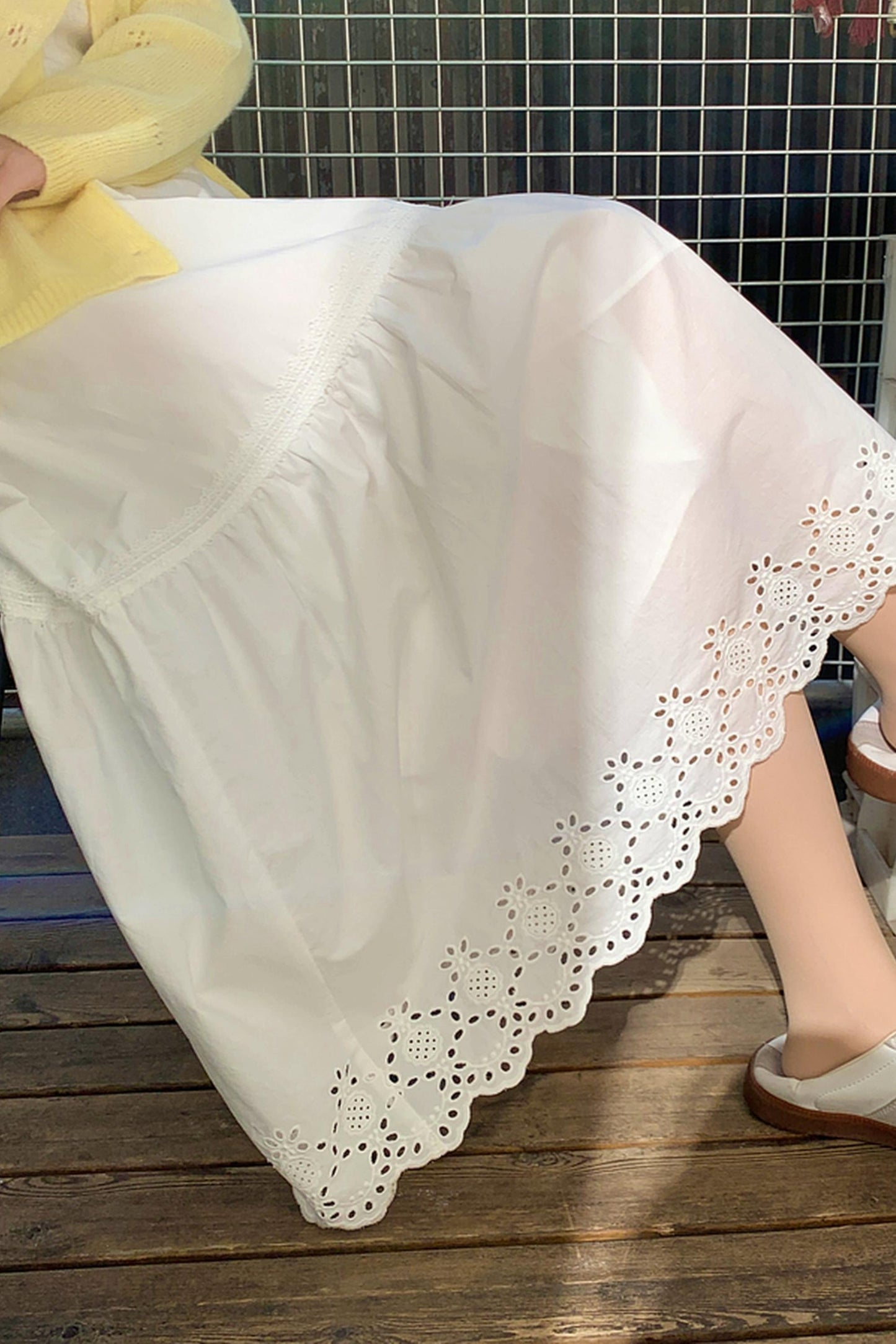 Hollow Lace High-Waisted Skirt