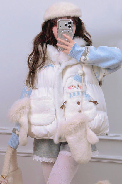 Forest Girl Cartoon Down Vest