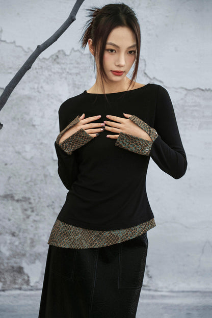 フィッシュスケールジャカードトップス