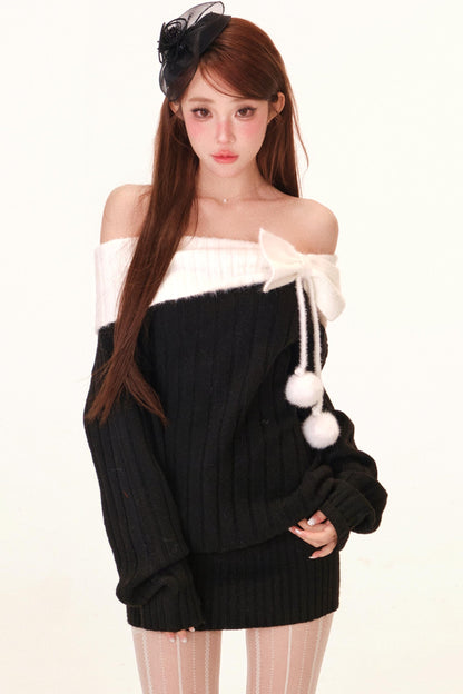 スノーボールベルベットオフショルダードレス