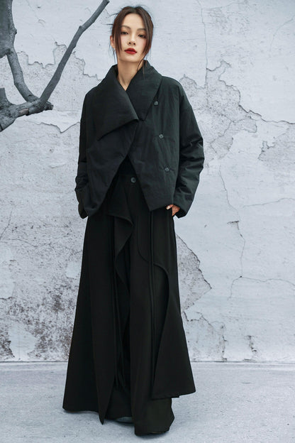 コンバーティブルネックラインコットンジャケット