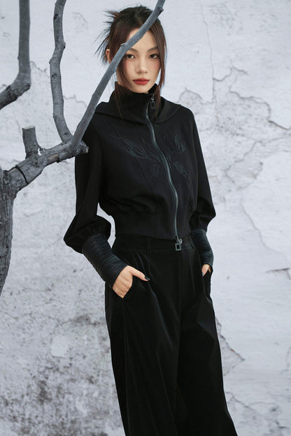 ダークビッグフードショートジャケット