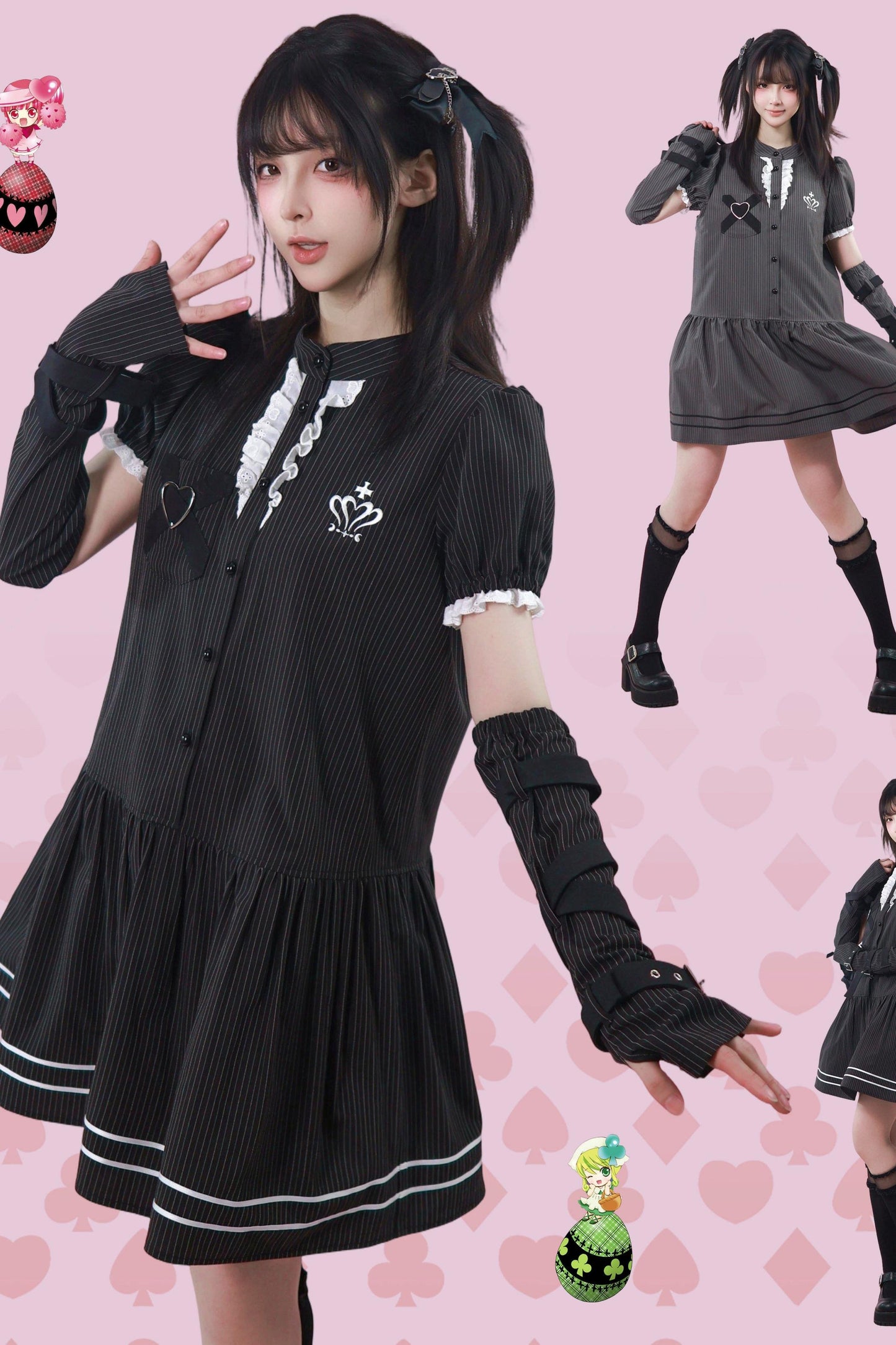 ハートリボンサブカル制服ワンピース