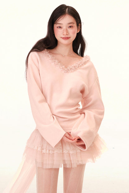 Mist Veil Lace Top and Skirt Set