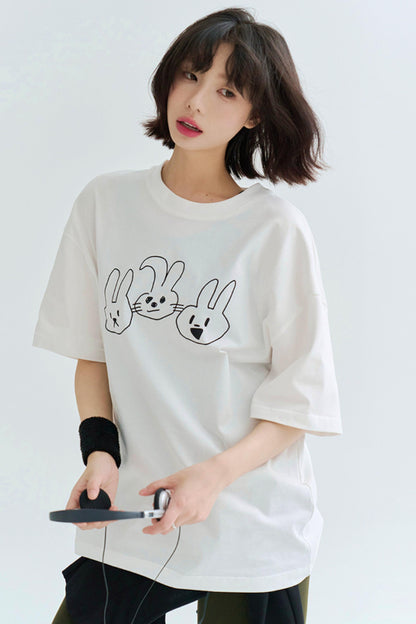 T-shirt doux à imprimé cordon