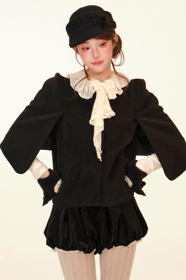 Winter Lace Ruffle Coat + Top + Pants