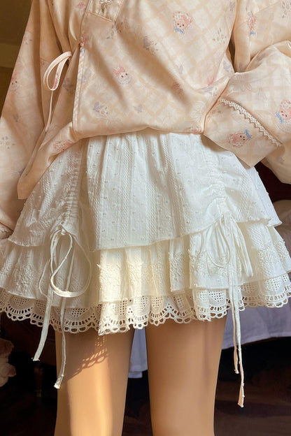 Cotton Lace Tiered Skirt