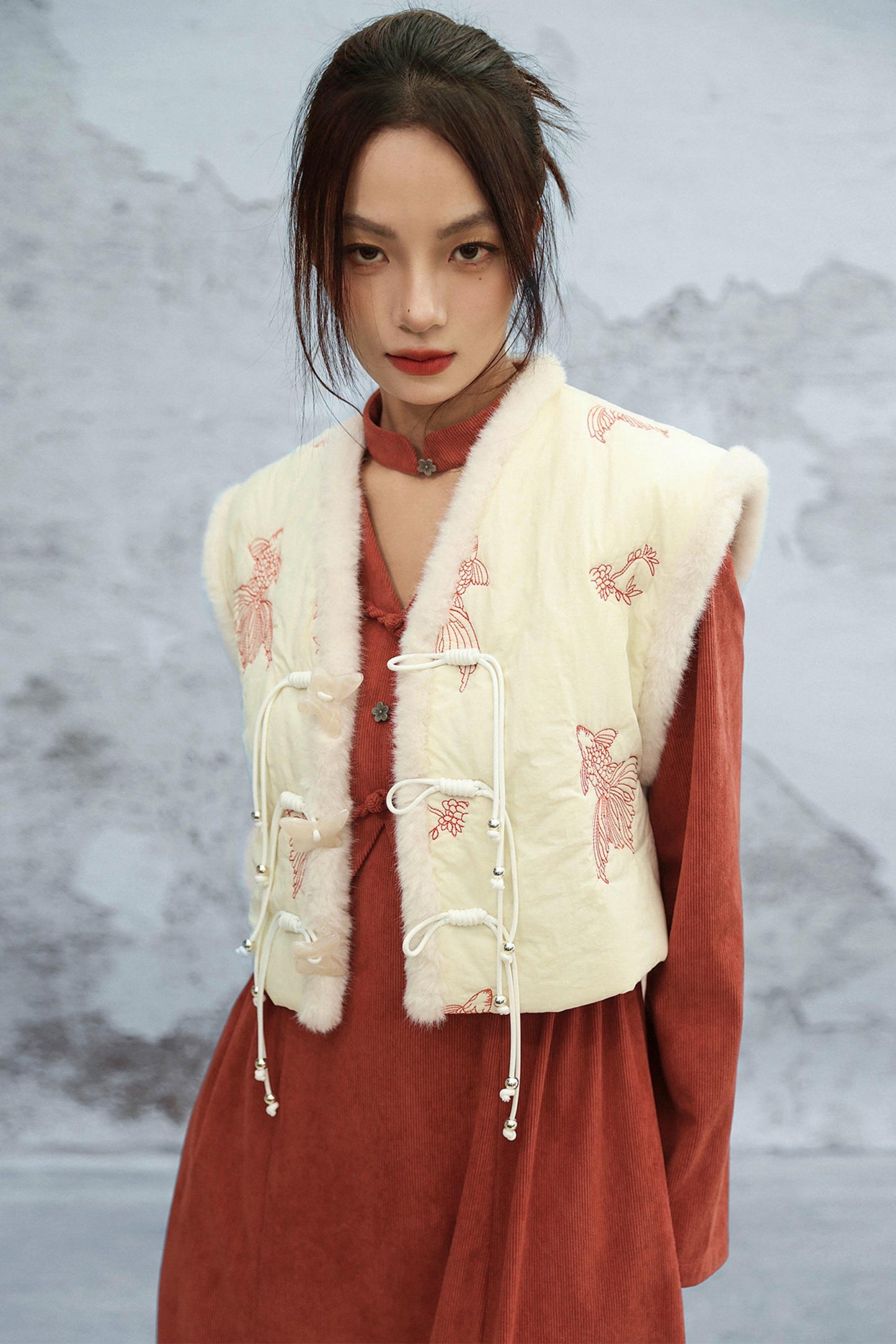 Coy Embroidered Winter Vest