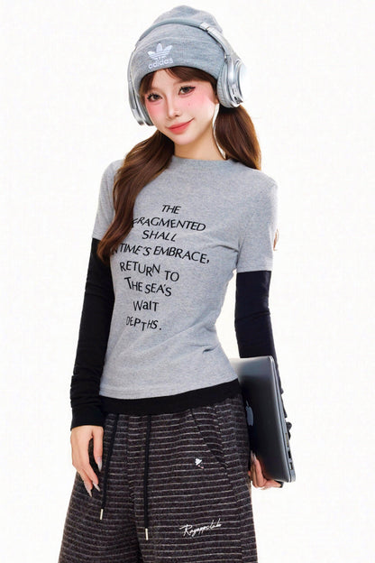 Retro Letter Slim Fit Top