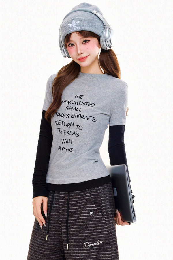 Retro Letter Slim Fit Top