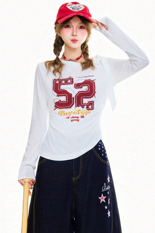 레트로 원숄더 슬림 탑