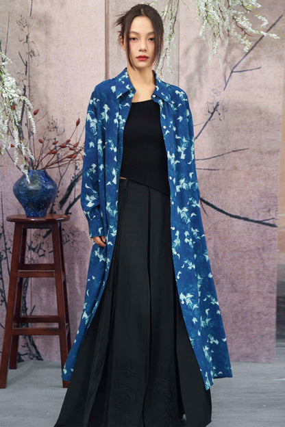 Vintage Blue Trench Shirt Dress