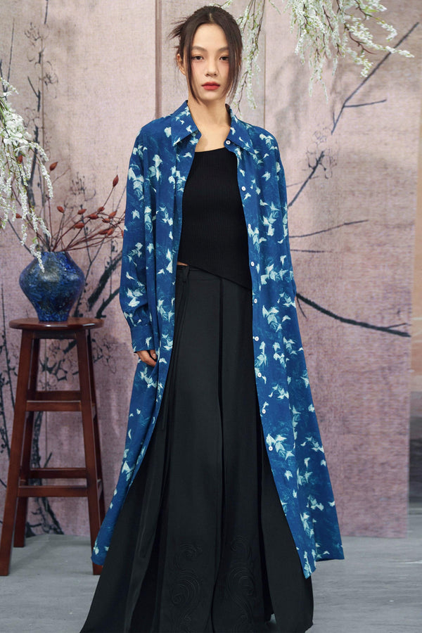 Vintage Blue Trench Shirt Dress