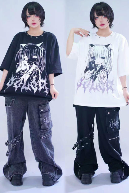 T-shirt imprimé chat pailleté