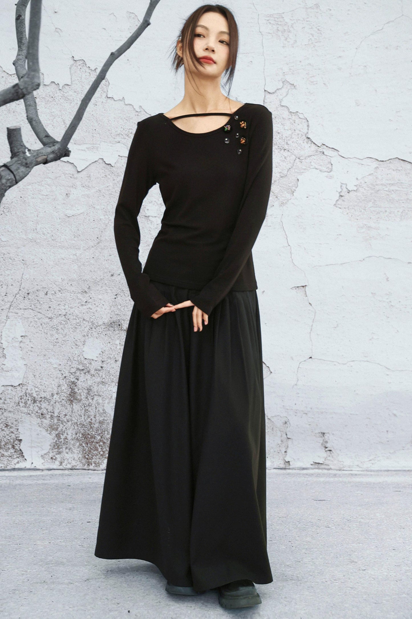 ダークモードワイドレッグパンツ