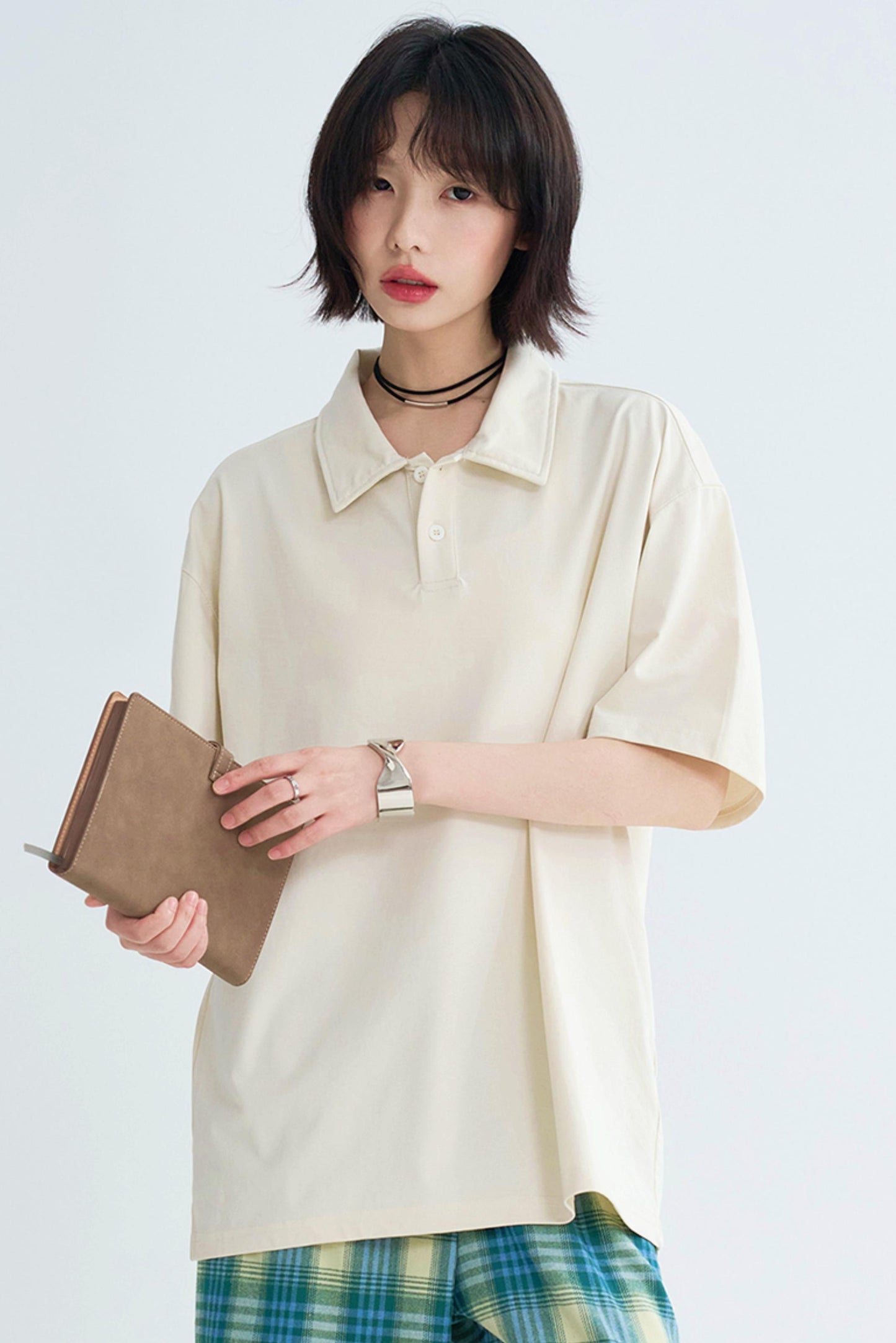 Minimalist Solid Polo Neck Top