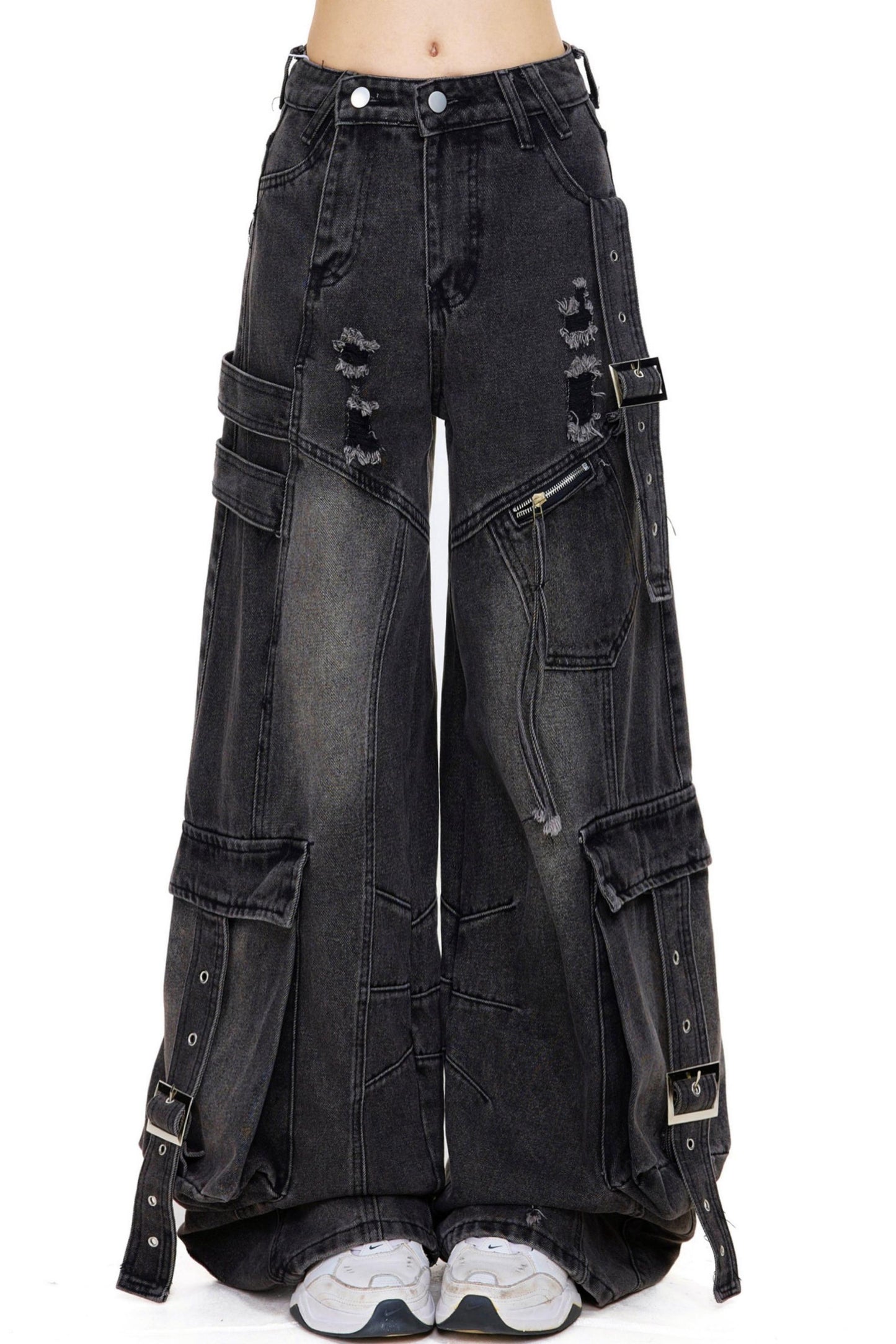 High Street Wash Wide Denim Pants