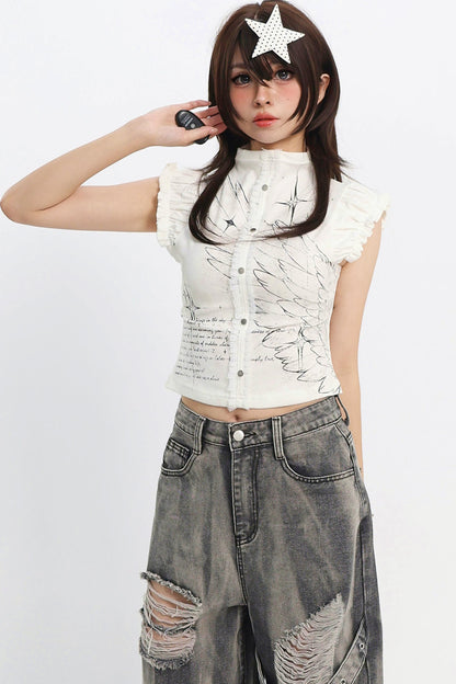 Angel Wing Ruffle Top