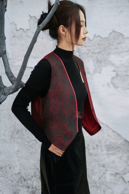 レトロローズジャカードベスト