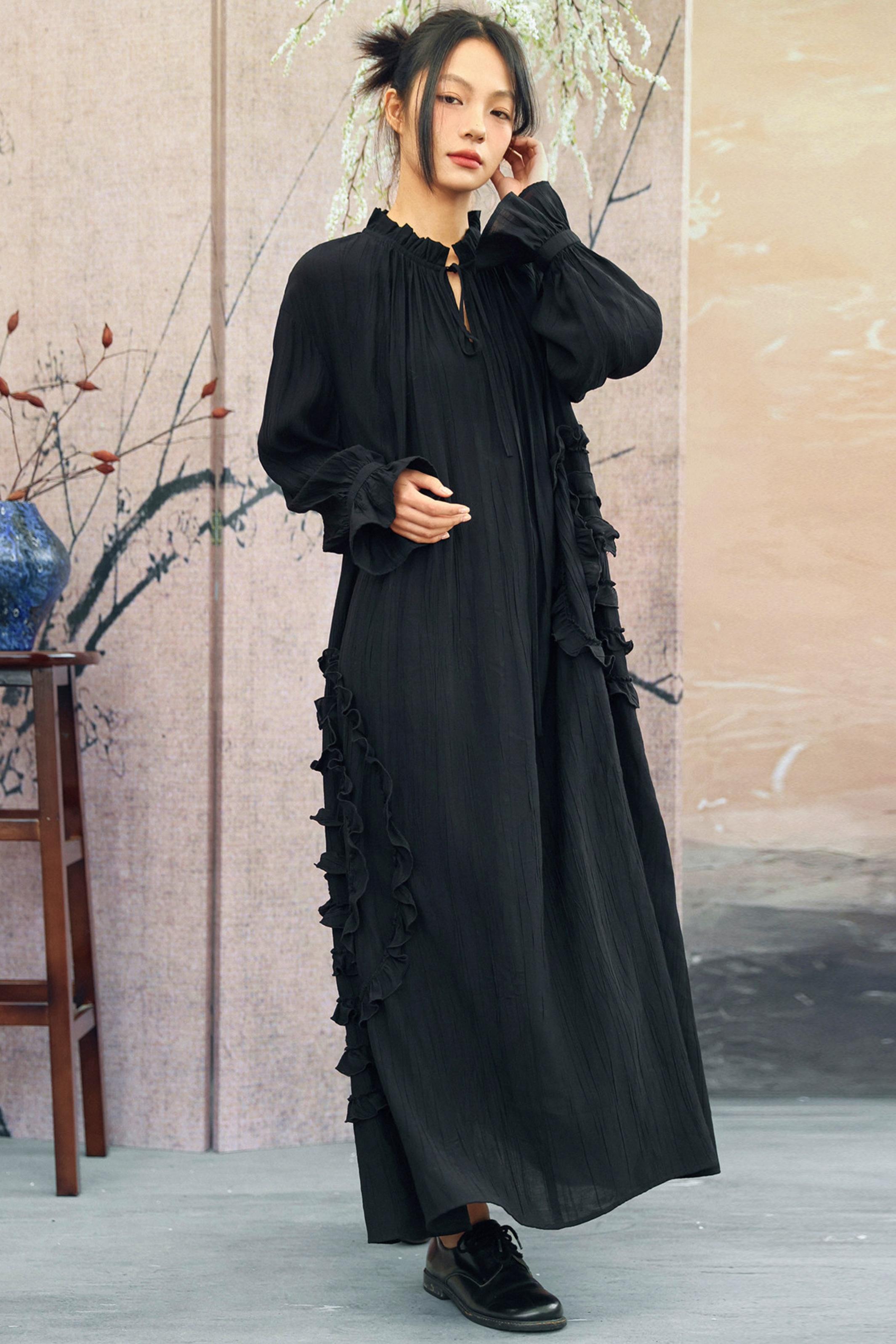 マンティックブラックロングワンピース – Belchic