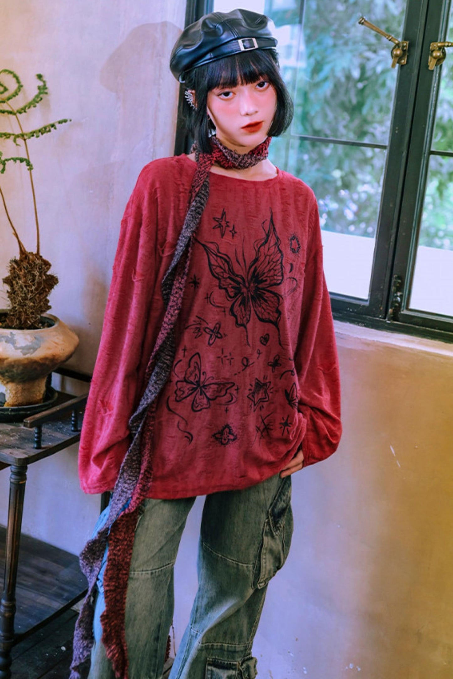 Butterfly Illusion Retro Top